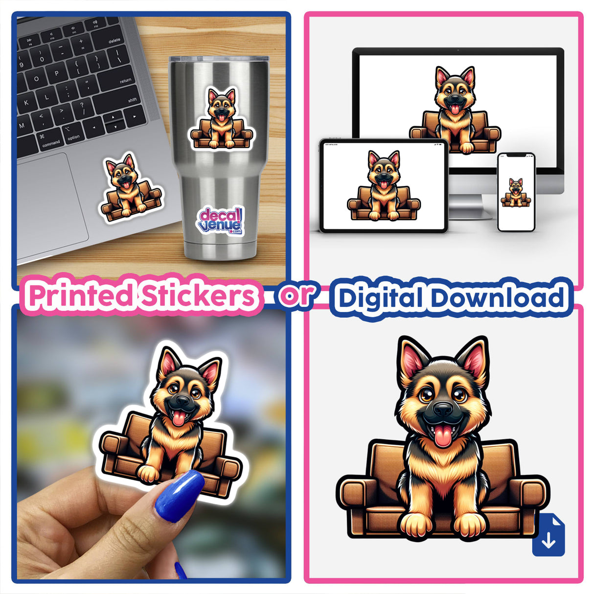 Cute German Shepherd puppy artwork for digital or printed stickers