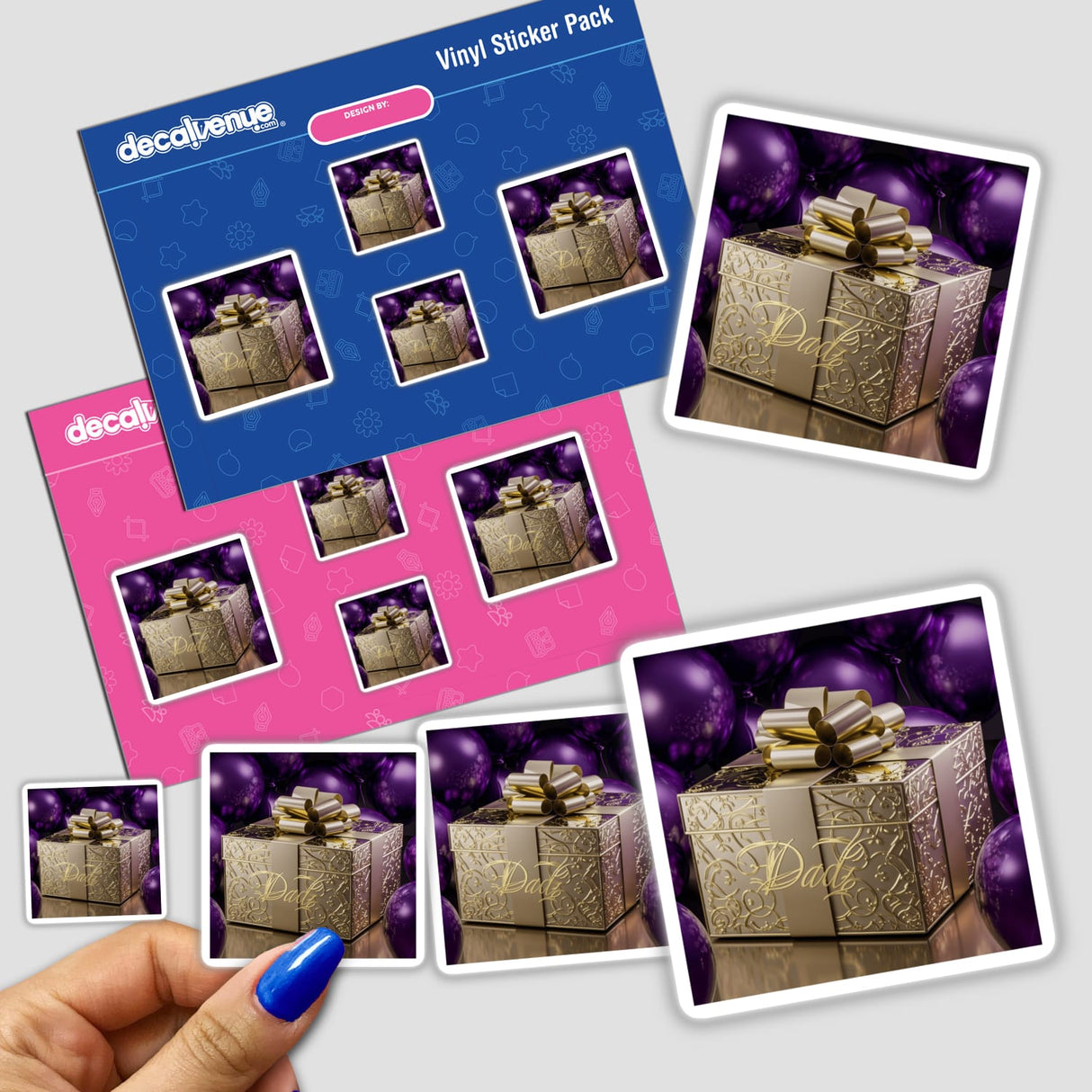 Dad Gold Gift Box Purple Balloons