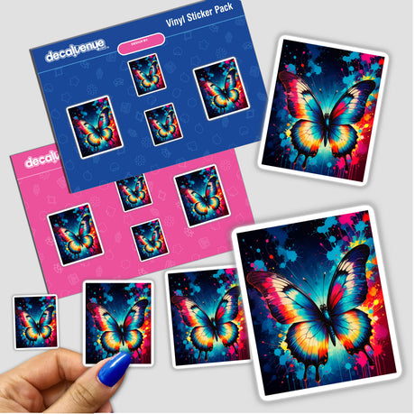 A Pretty Colorful Butterfly sticker, showcasing vibrant butterfly designs, available as a vinyl sticker or digital artwork from Decal Venue, emphasizing unique graphic design and creativity.