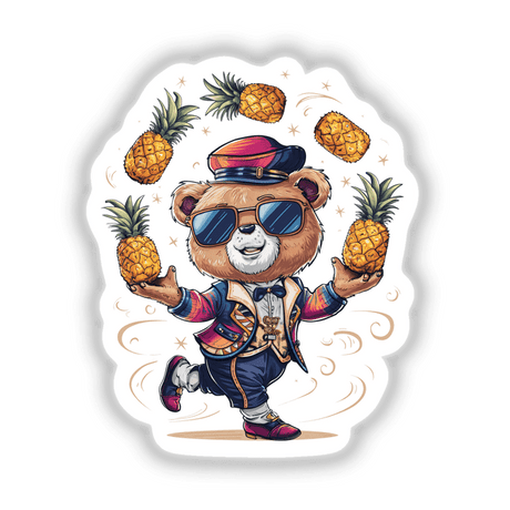 Bear juggling pineapples