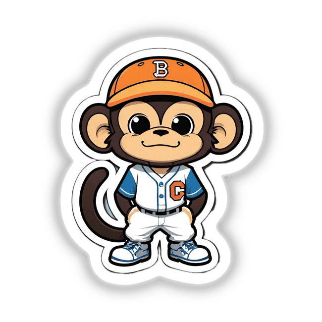 Cheerful monkey in baseball uniform