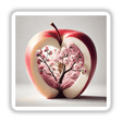 Enchanted Orchard Cherry Blossom Tree Inside an Apple, available as stickers or digital artwork, depicting a tree growing within an apple, highlighting Decal Venue's unique artistic style.