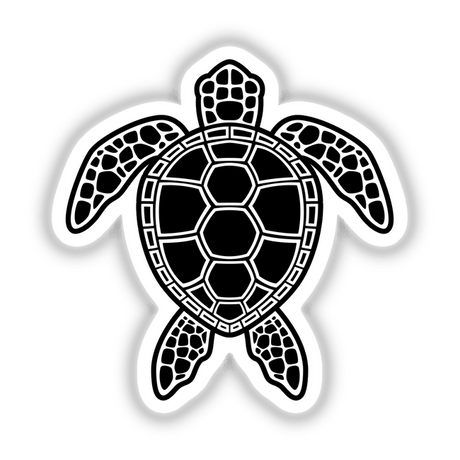White Outline Sea Turtle Design featuring a black and white turtle illustration, available as stickers or digital artwork, emphasizing unique vinyl graphics typical of Decal Venue's creative offerings.