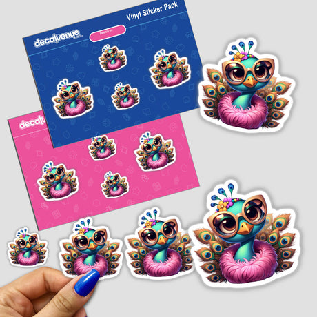 Cute Peacock Wearing Feather Boa and Glasses