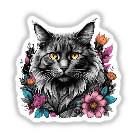 Cat Portrait Floral Accents PA42