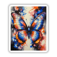 A Pretty Colorful Butterfly painting, showcasing vibrant wings with paint splashes, available as stickers or digital artwork from Decal Venue's unique collection. Ideal for art and nature enthusiasts.