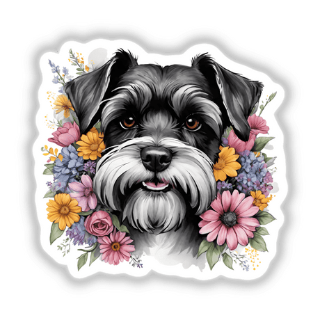 Shnauzer Dog Portrait Floral PA81