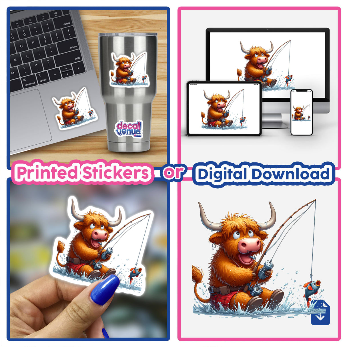 Humourous Highland Cow Fishing