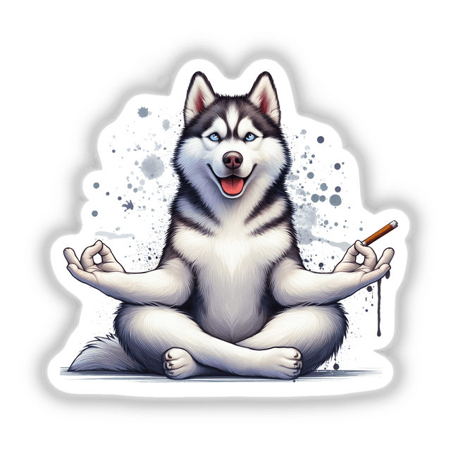 Meditating Yoga Husky Dog Holding Blunt