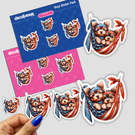 Cute Yorkie Dog Puppies in Bandana Hammock