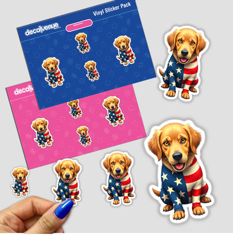 A Cool American Flag Golden Retriever