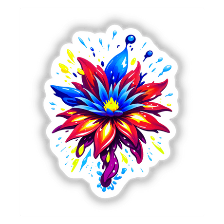 A Colorful Spring Flower artwork, featuring intricate petal designs, is available as stickers or digital art from Decal Venue, perfect for adding vibrant flair to any space.