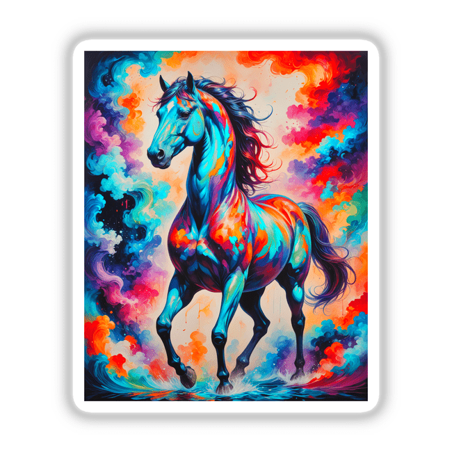 A Beautiful Magical Horse painting featuring a majestic horse with flowing mane, available as unique vinyl stickers or digital artwork from Decal Venue.