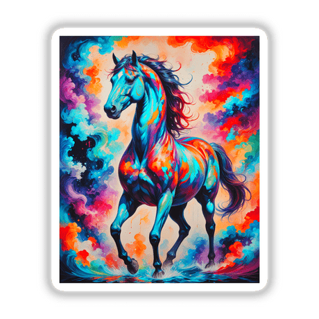 A Beautiful Magical Horse painting featuring a majestic horse with flowing mane, available as unique vinyl stickers or digital artwork from Decal Venue.