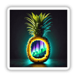 Aurora in the Tropics: Northern Lights Inside a Pineapple, available as stickers or digital artwork, depicting a pineapple with vibrant northern lights inside.