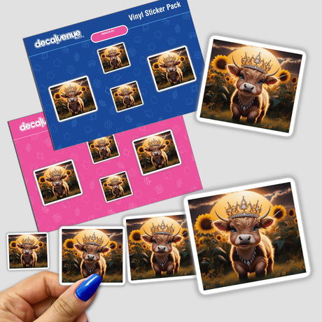 Baby Highland Cow Crown Sunflowers