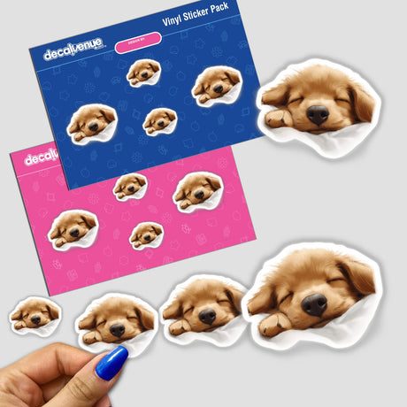 Puppy Dog Paw-sitively Exhausted sticker featuring a sleepy dog face, perfect for adding a touch of cuteness to your collection. Available as stickers or digital artwork.
