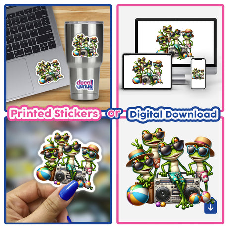 Frog Summer Beach Party Sunglasses Boombox