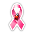 Ladybug Pink Ribbon Breast Cancer-2 sticker or digital artwork featuring a ladybug perched on a pink ribbon, symbolizing breast cancer awareness. Ideal for promoting support and awareness.