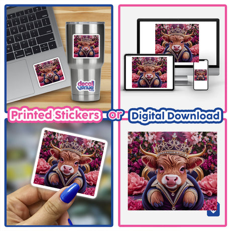 Baby Highland Cow Crown Flowers