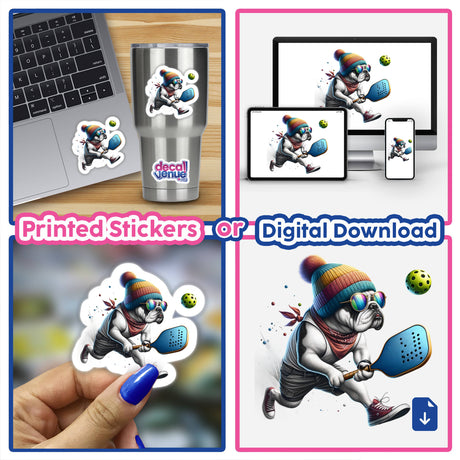 Trendy Bulldog Dog Playing Pickleball