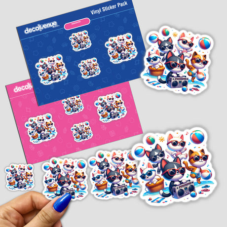 Cat Summer Beach Party Sunglasses Boombox