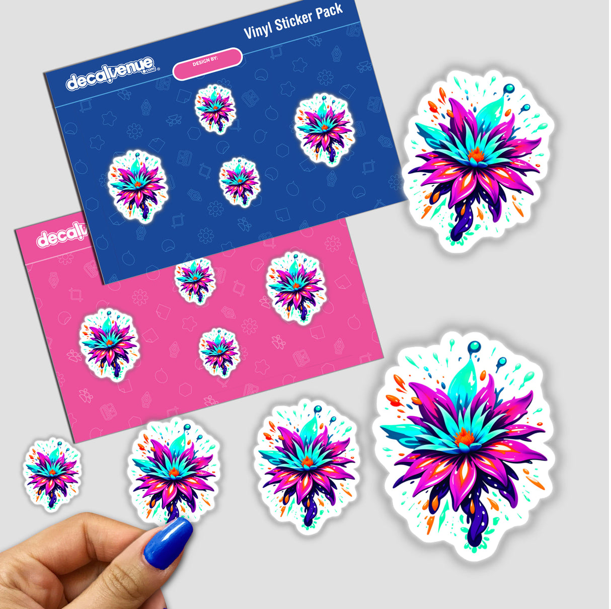 A Colorful Spring Flower sticker featuring vibrant floral designs, ideal for enhancing surfaces with unique, artistic flair. Available as vinyl stickers or digital artwork from Decal Venue.