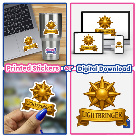 Lightbringer – RPG-Style Skill Badge: Gold Radiant Emblem featuring intricate, RPG-inspired design, available as a sticker or digital artwork from Decal Venue.