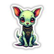 A Cute Dog From Space cartoon illustration, featuring a whimsical dog with big eyes, available as stickers or digital artwork, perfectly capturing Decal Venue's unique and playful style.