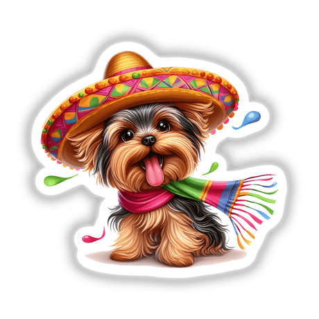 Happy Yorkie Dog in a Sombrero
