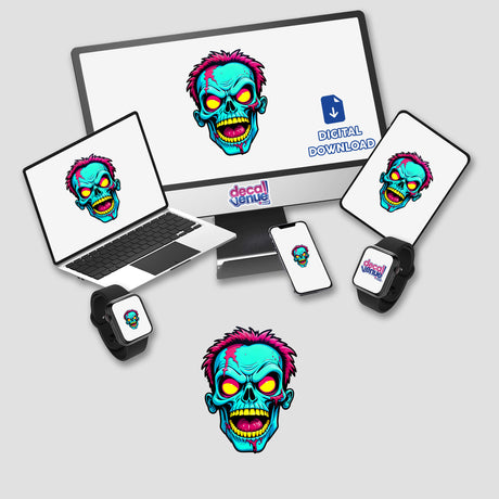 A Cool Neon Punk Zombie Skull
