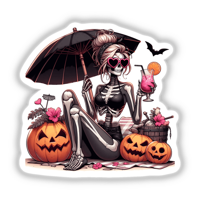 Halloween Spooky Zombie Skeleton Beach Girl