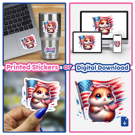 Patriotic Hamster Holding American Flag