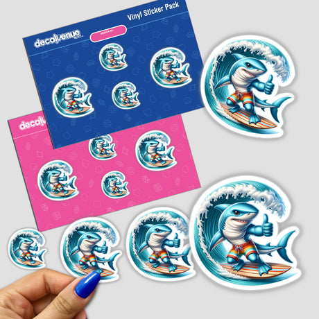 Shark Surfing on Surfboard Thumbs Up