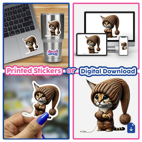 Savannah Cat Gnome Holding Ball of Yarn