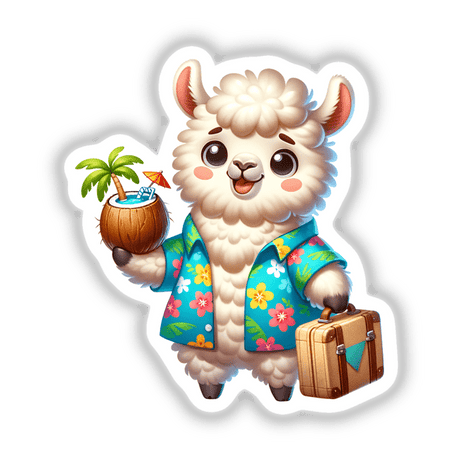 Vacation Llama Hawaiin Shirt Coconut Drink
