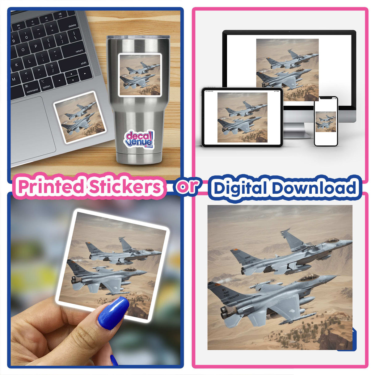 Collage of airplanes and laptops for Hero Series 6, available as stickers or digital artwork.