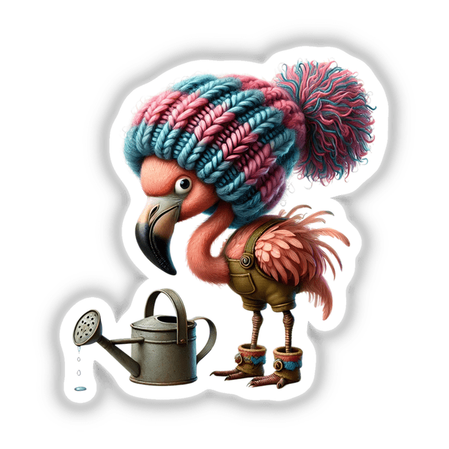 Flamingo Gnome with Watering Can