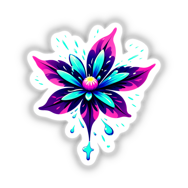 A Colorful Spring Flower sticker or digital artwork featuring a vibrant flower with a yellow center. Ideal for adding a touch of nature-inspired art to any surface.