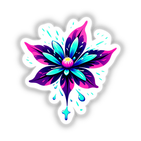A Colorful Spring Flower sticker or digital artwork featuring a vibrant flower with a yellow center. Ideal for adding a touch of nature-inspired art to any surface.