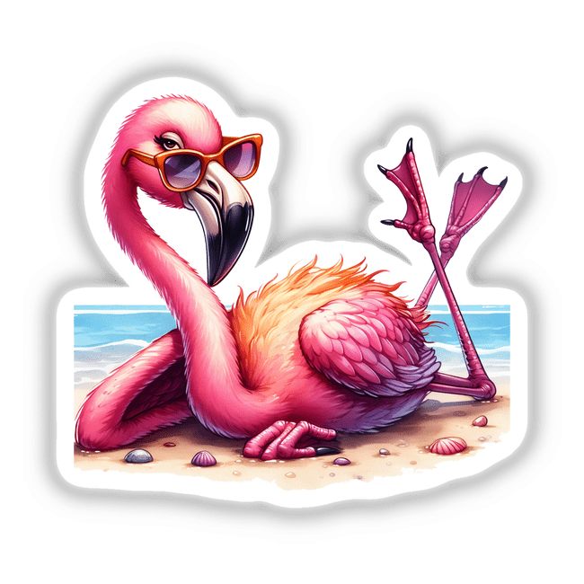 Sassy Flamingo on Beach