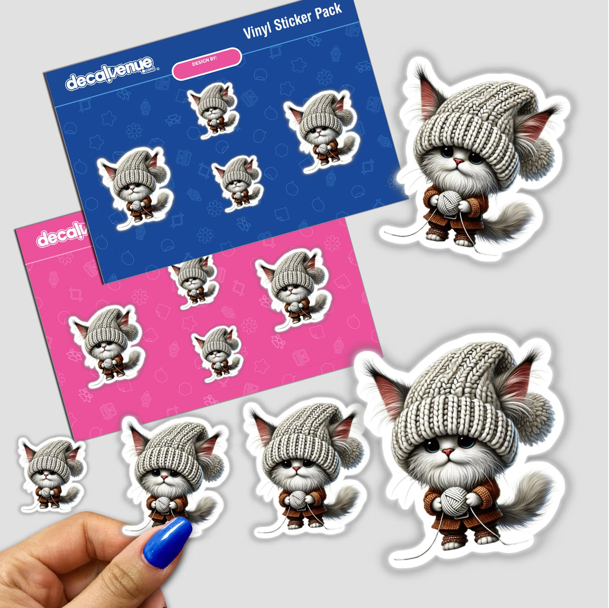 Turkish Angora Cat Gnome Holding Ball of Yarn