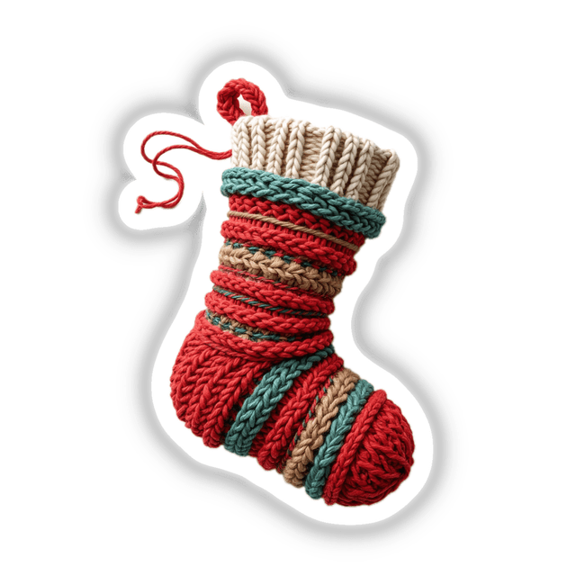 Yarn Christmas Stocking features intricate knitting details, showcasing a classic design ideal for festive decor. Available as stickers or digital artwork, this piece embodies Decal Venue's unique charm.