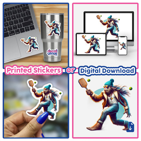 Hipster Sasquatch Playing Pickleball