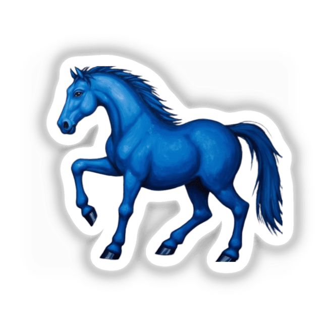 Vibrant Blue Horse Clipart - Stickers or Commercial Use Download featuring a detailed blue horse with flowing mane. Ideal for unique decals and digital artwork enthusiasts.