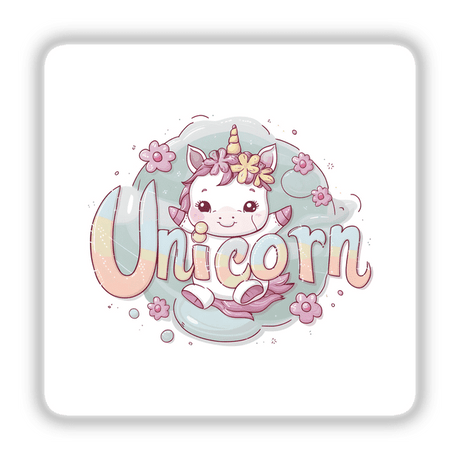 Cute Unicorn Digital Art with Floral Elements