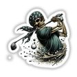 Bandana Skeleton Swinging Golf Club II: Illustration of a skeleton in a bandana, playing golf. Available as stickers or digital artwork.