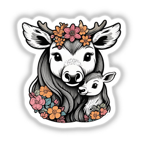 Mother moose and calf