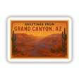 Greetings from Grand Canyon Postcard Sticker or Clipart featuring vintage desert art. Available as stickers or digital artwork, ideal for collectors and designers seeking unique commercial-use visuals.