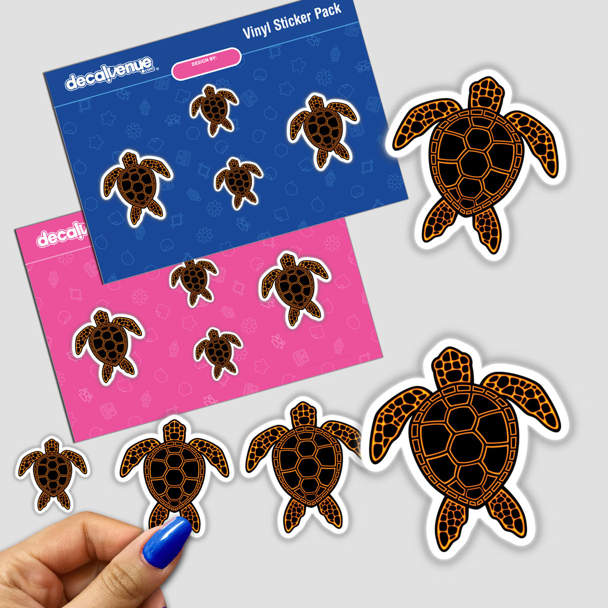 Neon Lava Sea Turtle Design sticker set featuring intricately detailed turtle illustrations. Available as vibrant stickers or digital artwork, capturing the essence of unique reptile-themed decor from Decal Venue.